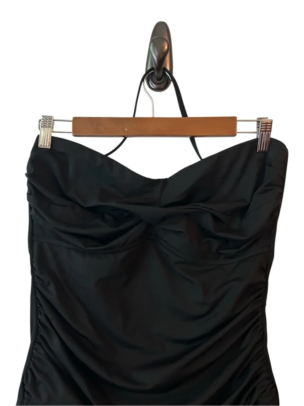 Anne Cole Women's Live In Color Twist Front Shirred One Piece SZ 16 in Black